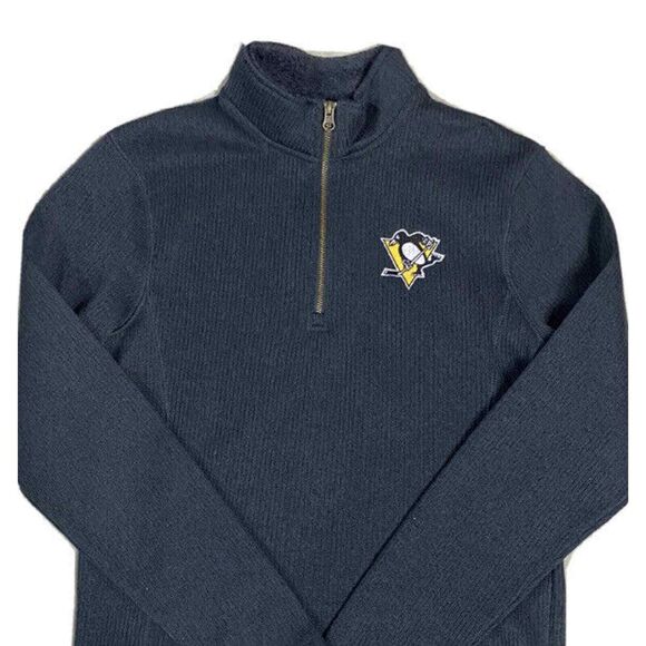 PITTSBURGH PENGUINS MENS 1/4 ZIP GRAY SWEATSHIRT by OLD TIME HOCKEY SM Crosby - Picture 3 of 7